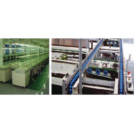 Double speed chain conveyor line